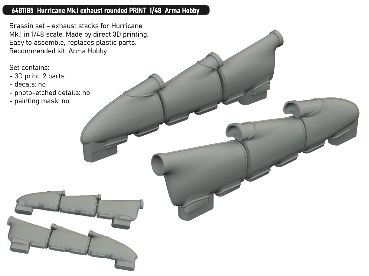 Eduard Brassin 6481185 1:48 Hawker Hurricane Mk.I exhaust rounded