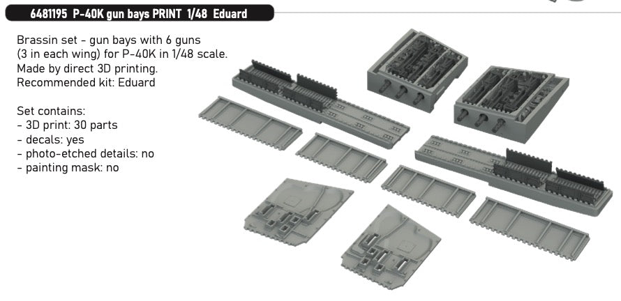 Eduard Brassin 6481195 1:48 Curtiss P-40K gun bays