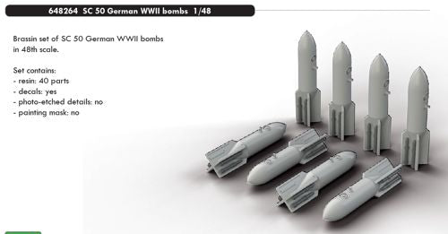 Eduard Brassin 648264 1:48 8 x German bombs SC-50