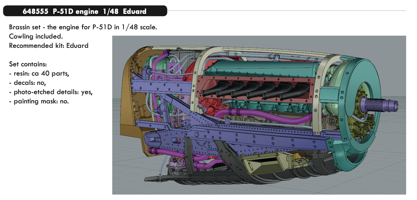 Eduard Brassin 648555 1:48 North-American P-51D Mustang engine
