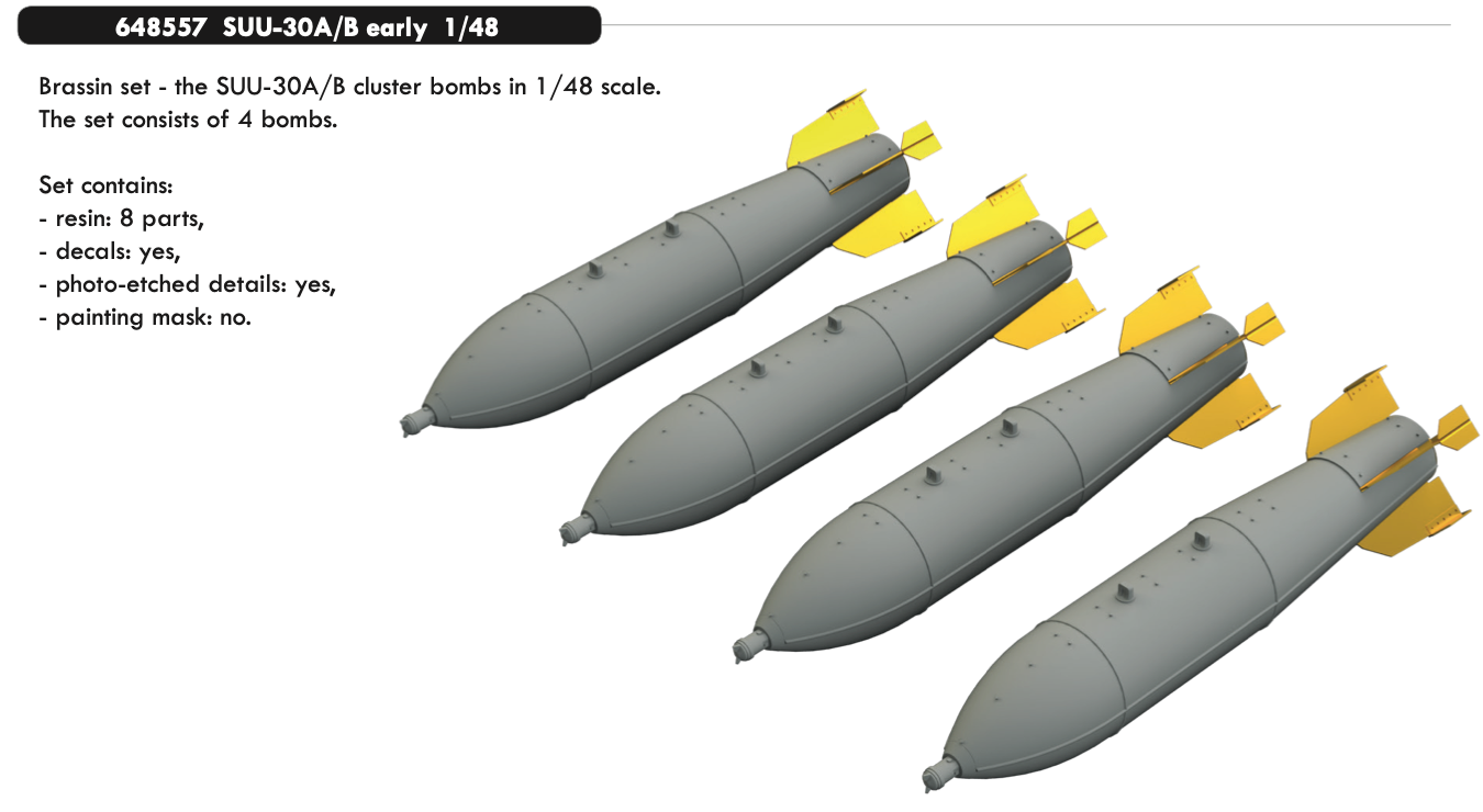 Eduard Brassin 648557 1:48 SUU-30A/B early cluster bombs