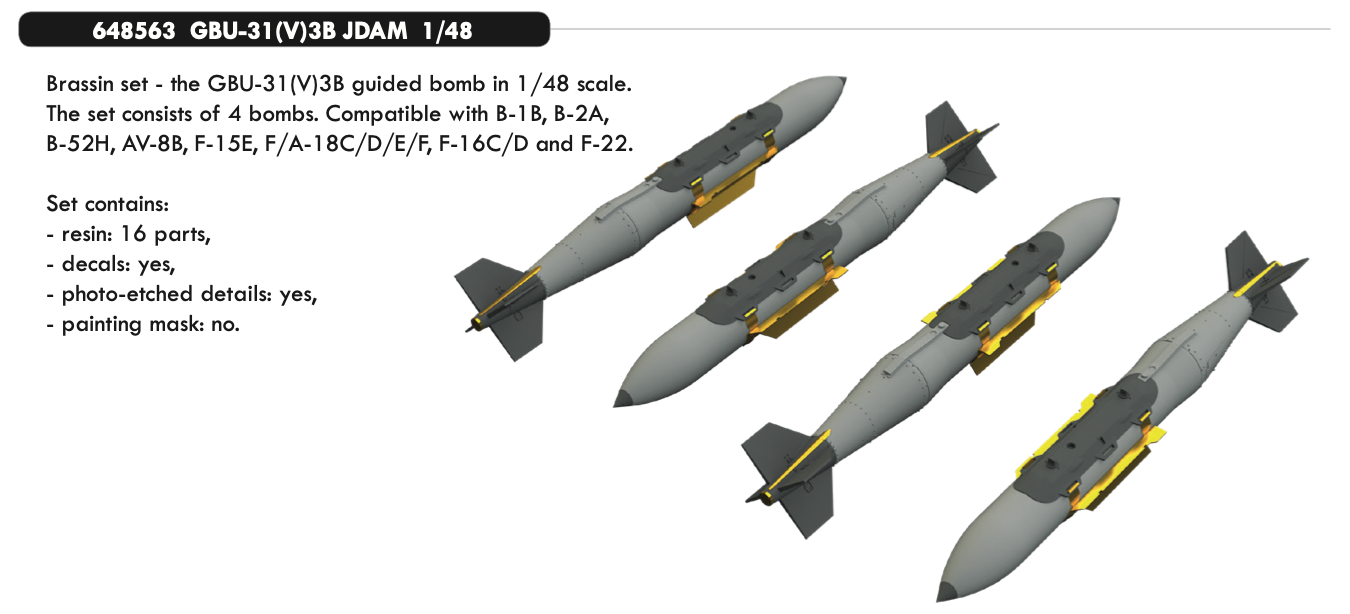 Eduard Brassin 648563 1:48 GBU-31(V)3B JDAM