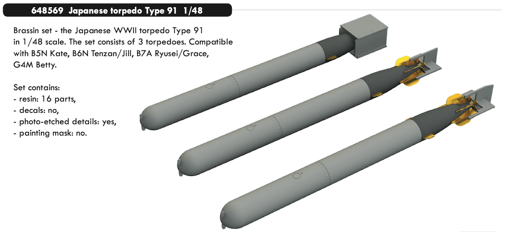 Eduard Brassin 648569 1:48 Japanese torpedo Type 91