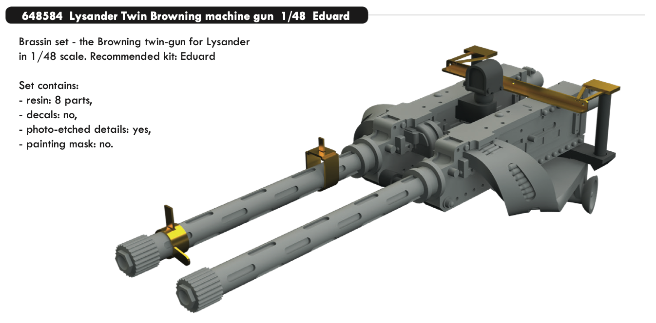 Eduard Brassin 648584 1:48 Westland Lysander Twin Browning machine gun