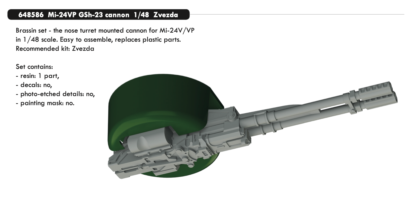Eduard Brassin 648586 1:48 Mil Mi-24VP GSh-23 cannon