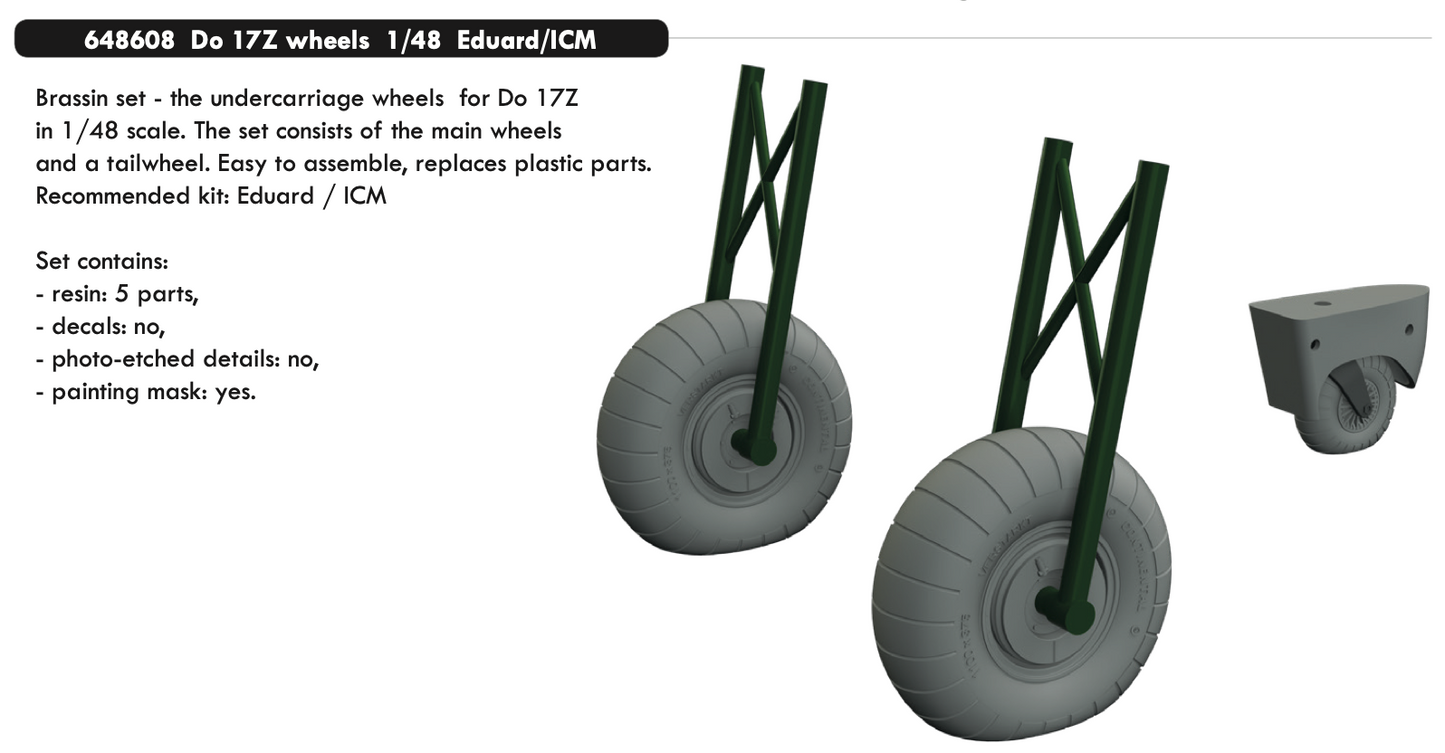 Eduard Brassin 648608 1:48 Dornier Do-17Z wheels with weighted tyre effect