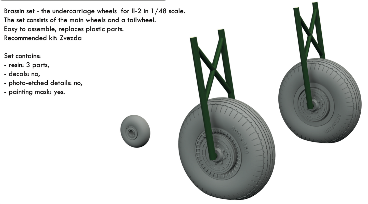 Eduard Brassin 648617 1:48 Ilyushin Il-2 Stormovik wheels with weighted tyre effect