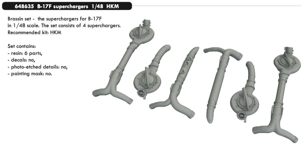 Eduard Brassin 648635 1:48 B-17F Flying Fortress superchargers