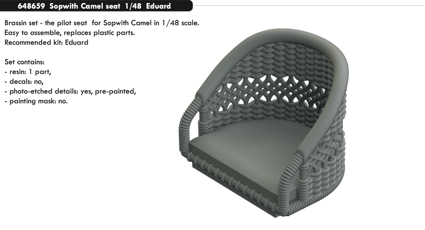 Eduard Brassin 648659 1:48 Sopwith Camel seat