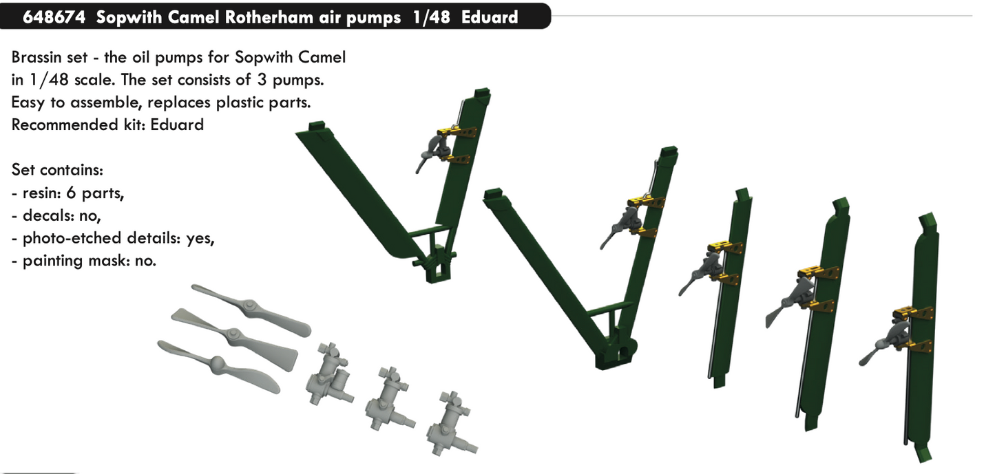 Eduard Brassin 648674 1:48 Sopwith Camel Rotherham air pumps