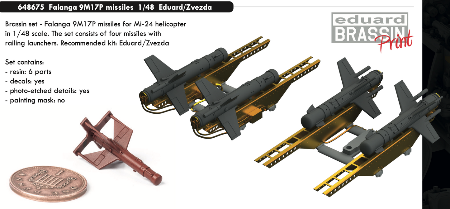 Eduard Brassin 648675 1:48 Falanga 9M17P missiles