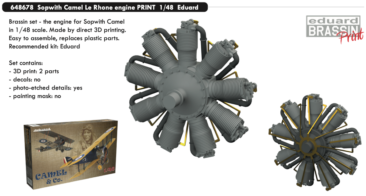 Eduard Brassin 648678 1:48 Sopwith Camel Le Rhone engine 3D-printed