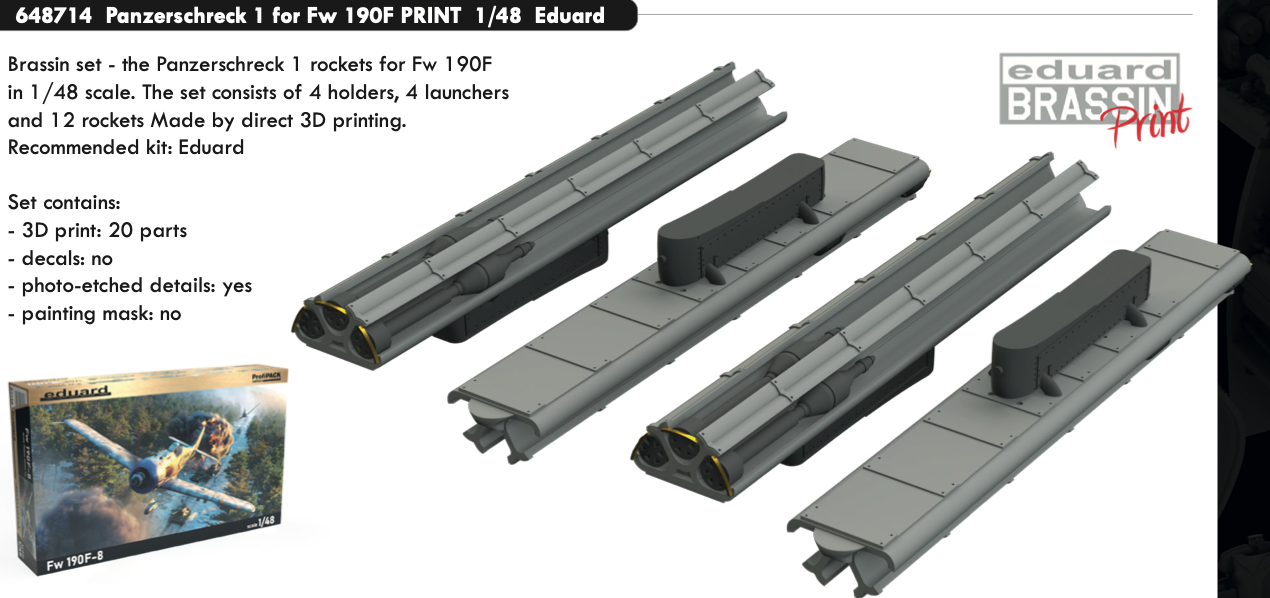 Eduard Brassin 648714 1:48 Panzerschreck 1 for Focke-Wulf Fw-190F 3D-printed