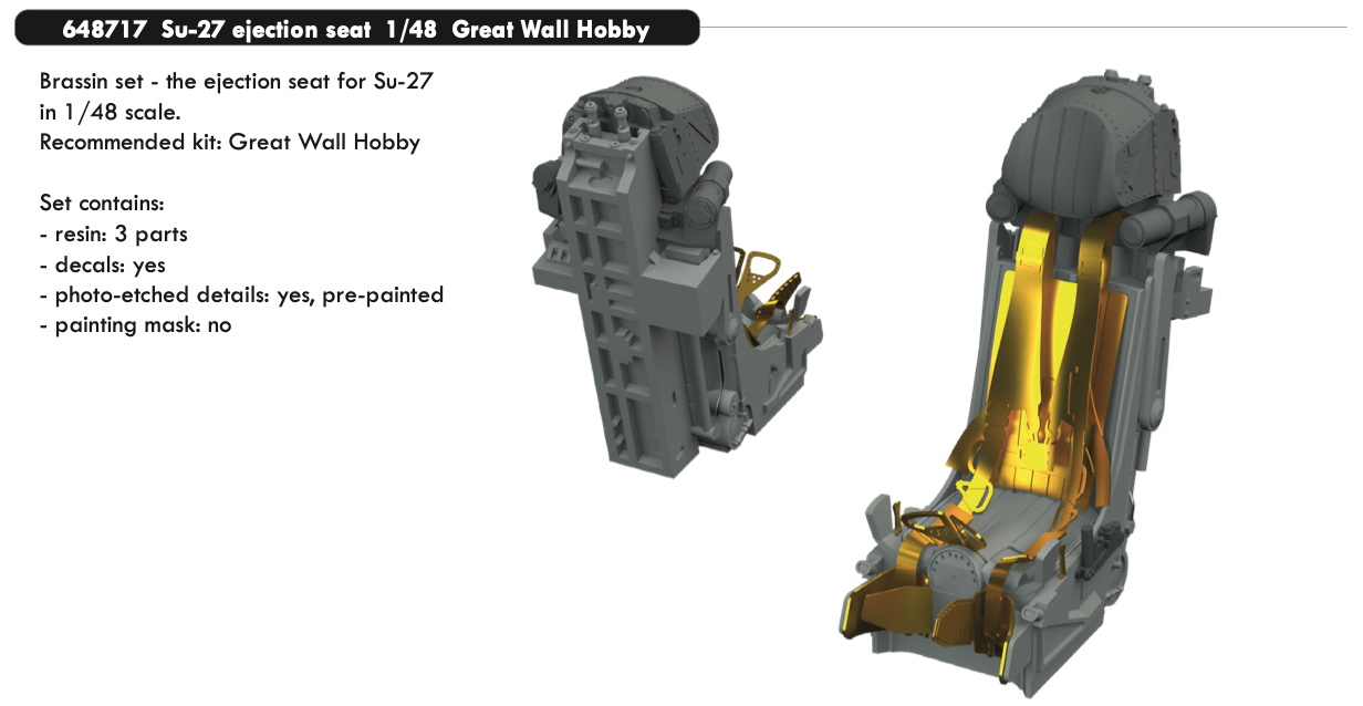 Eduard Brassin 648717 1:48 Sukoi Su-27 ejection seat