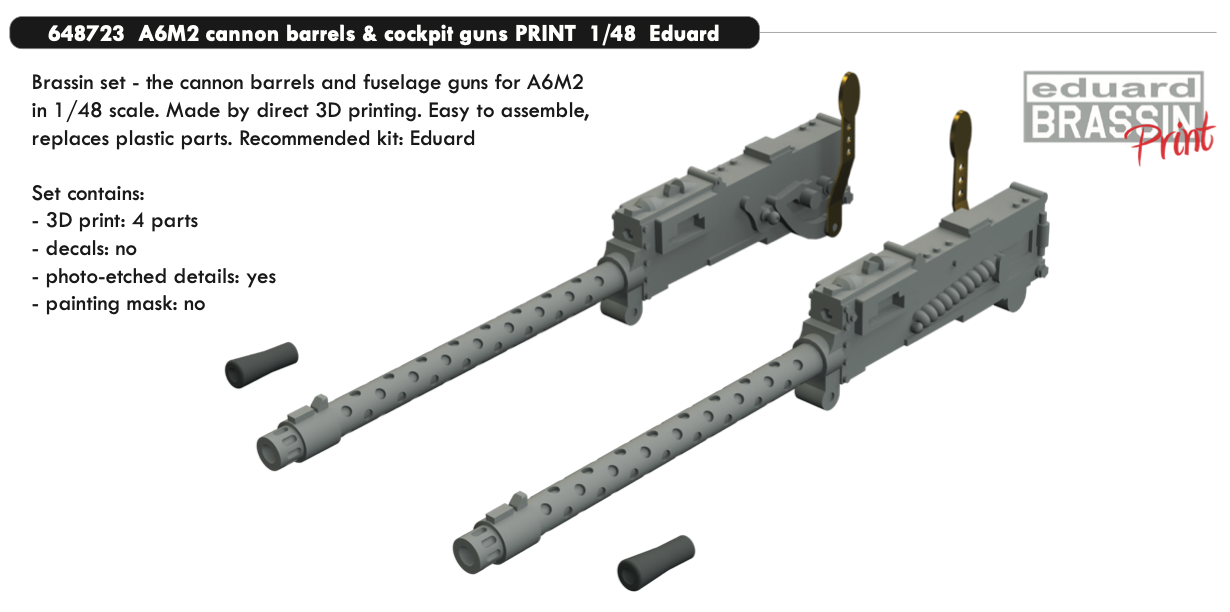 Eduard Brassin 648723 1:48 Mitsubishi A6M2 Zero cannon barrels & cockpit guns