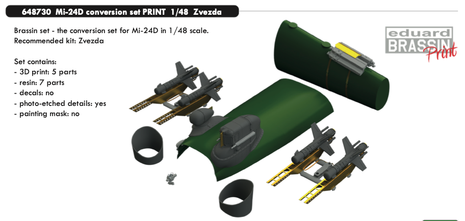 Eduard Brassin 648730 1:48 Mi-24D Hind conversion set to be used with Zvezda