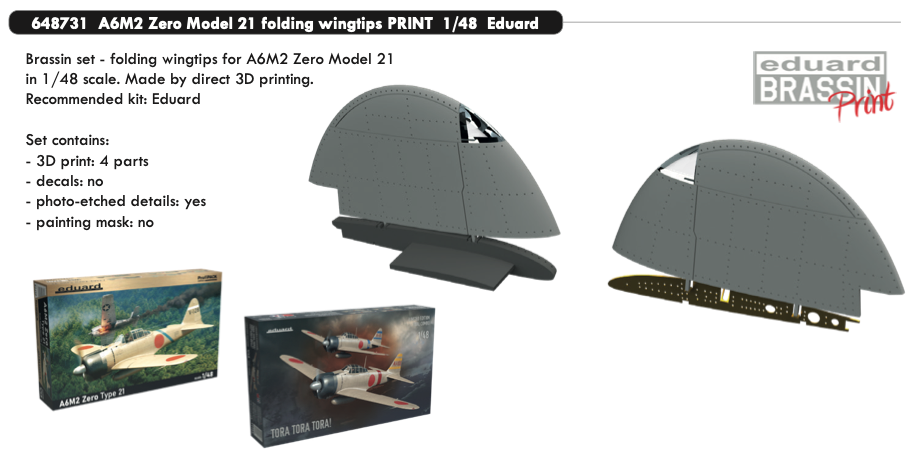 Eduard Brassin 648731 1:48 Mitsubishi A6M2 Zero Model 21 folding wingtips