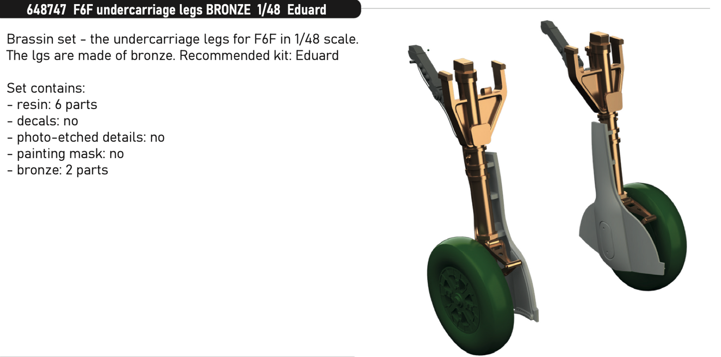 Eduard Brassin 648747 1:48 Grumman F6F-3/F6F-5 Hellcat undercarriage legs BRONZE
