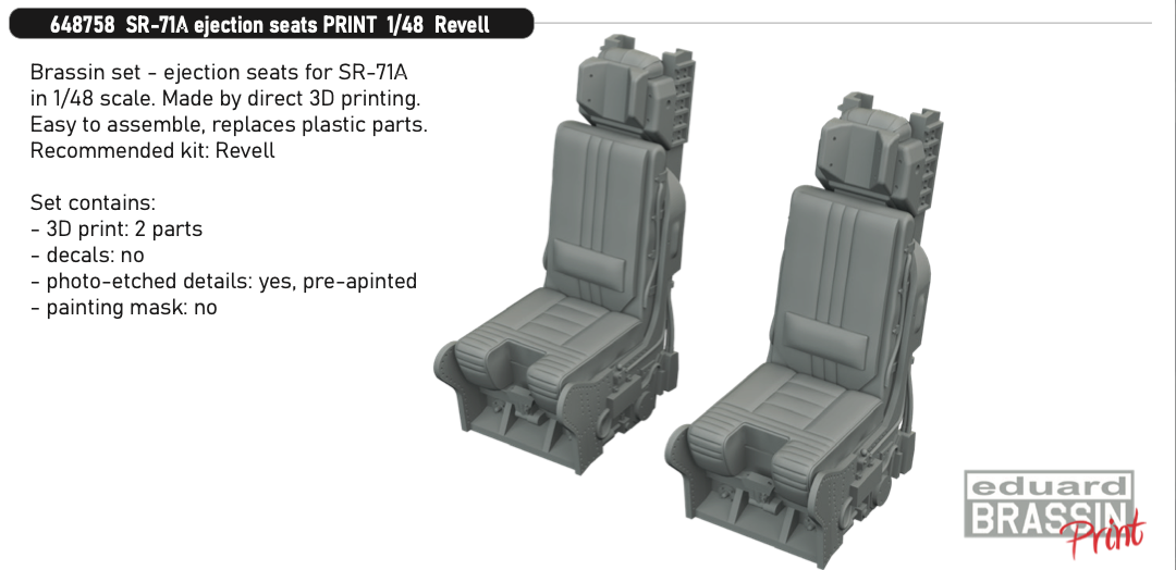 Eduard Brassin 648758 1:48 Lockheed SR-71 Blackbird ejection seats 3D-printed