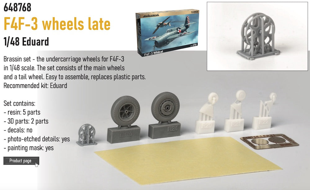 Eduard Brassin 648768 1:48 Grumman F4F-3 Wildcat wheels late