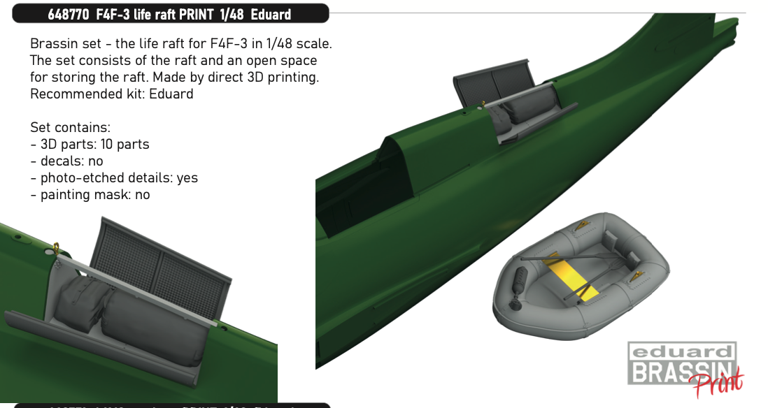Eduard Brassin 648770 1:48 Grumman F4F-3 Wildcat life raft 3D-printed