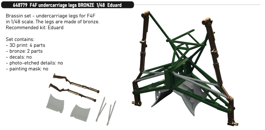 Eduard Brassin 648779 1:48 Grumman F4F-3 Wildcat undercarriage legs BRONZE