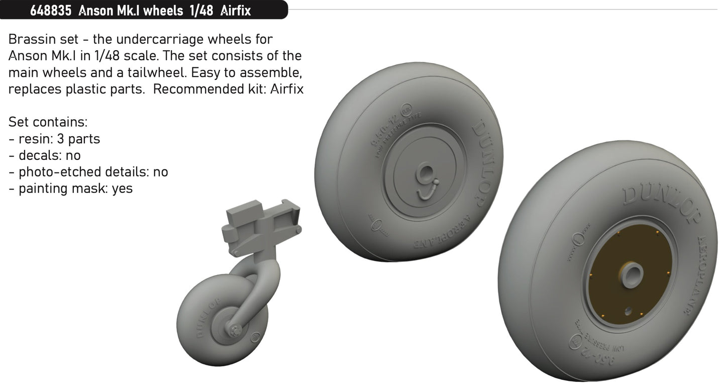 Eduard Brassin 648835 1:48 Avro Anson Mk.I wheels