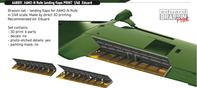 Eduard Brassin 648851 1:48 Nakajima A6M2-N Rufe landing flaps 3D-Printed