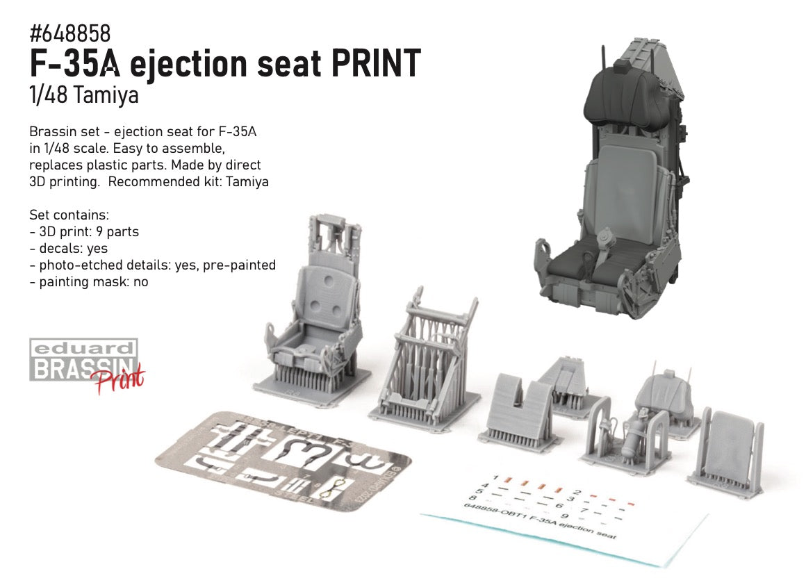Eduard Brassin 648858 1:48 F-35A ejection seat 3to be used with Tamiya