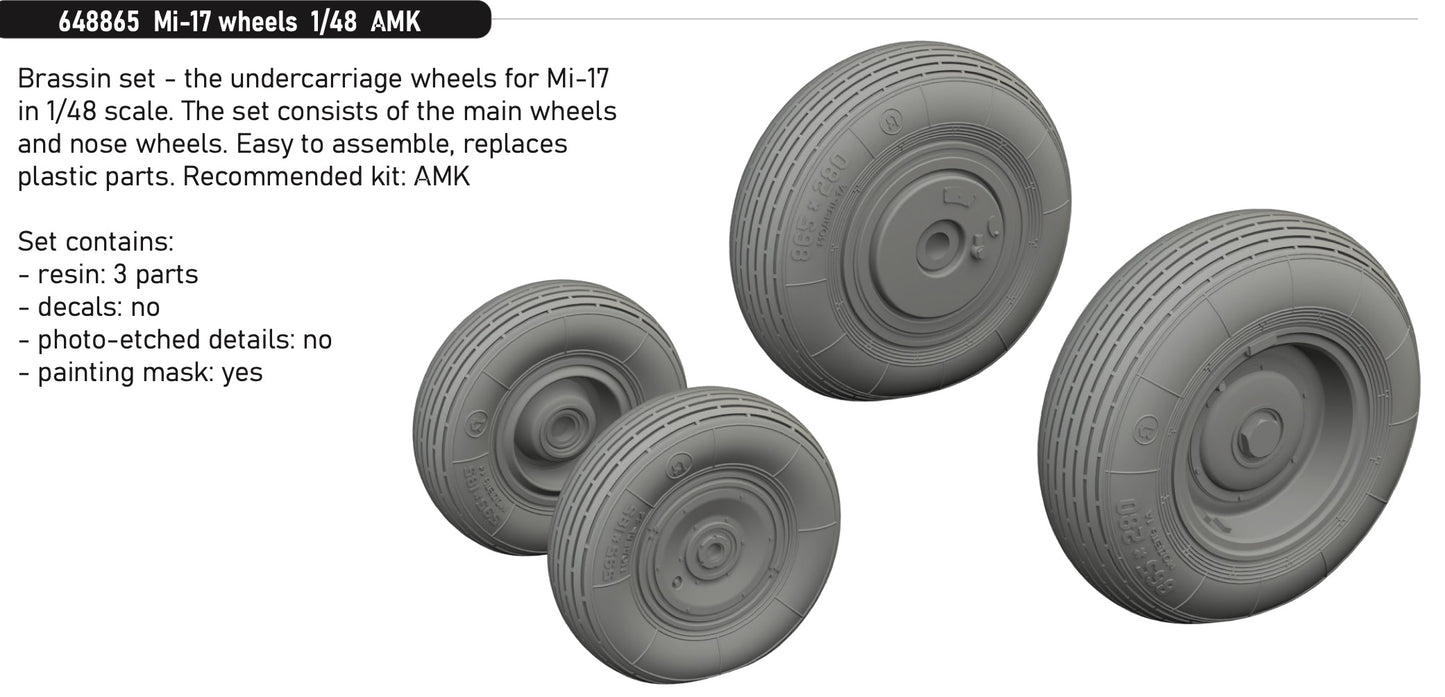 Eduard Brassin 648865 1:48 Mi-17 wheels to be used with Avant Garde