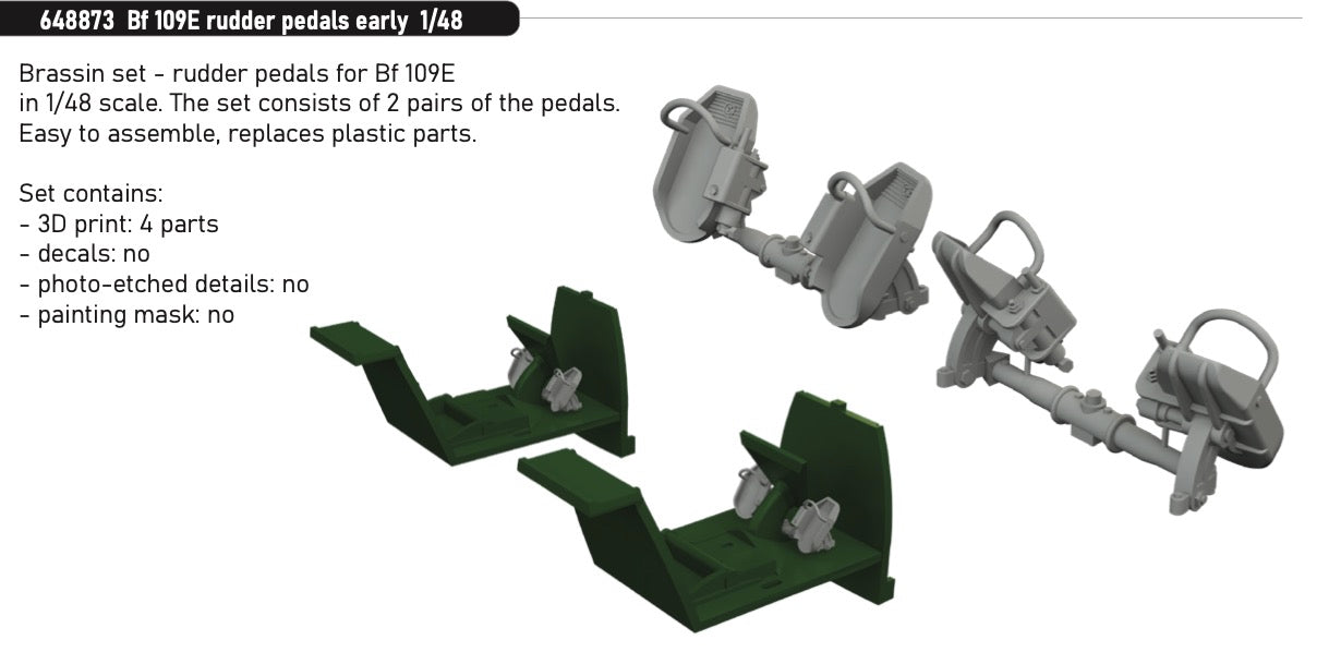 Eduard Brassin 648873 1:48 Messerschmitt Bf-109E rudder pedals early