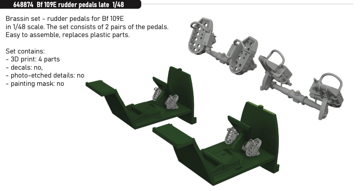 Eduard Brassin 648874 1:48 Messerschmitt Bf-109E rudder pedals late