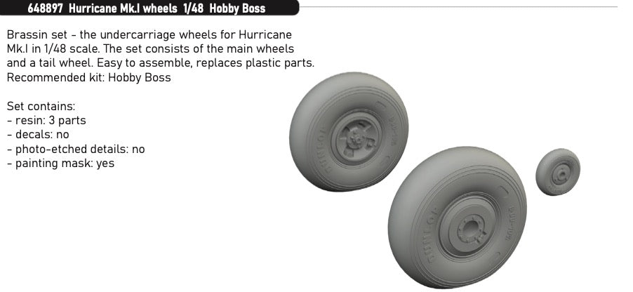 Eduard Brassin 648897 1:48 Hawker Hurricane Mk.I wheels