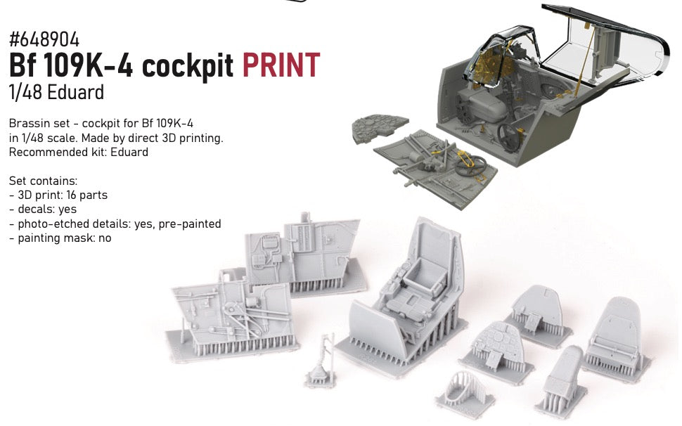 Eduard Brassin 648904 1:48 Messerschmitt Bf-109K-4 cockpit 3D-Printed