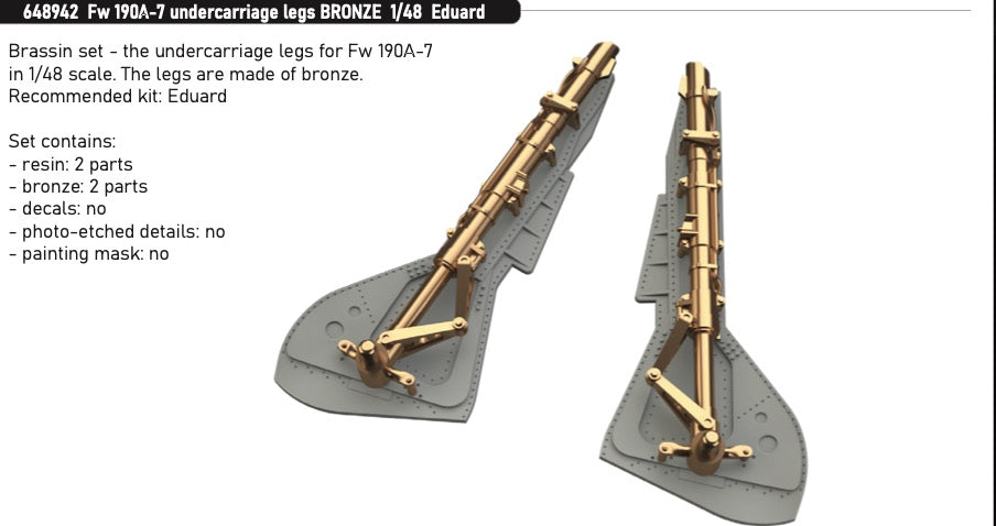 Eduard Brassin 648942 1:48 Focke-Wulf Fw-190A-7 undercarriage legs BRONZE