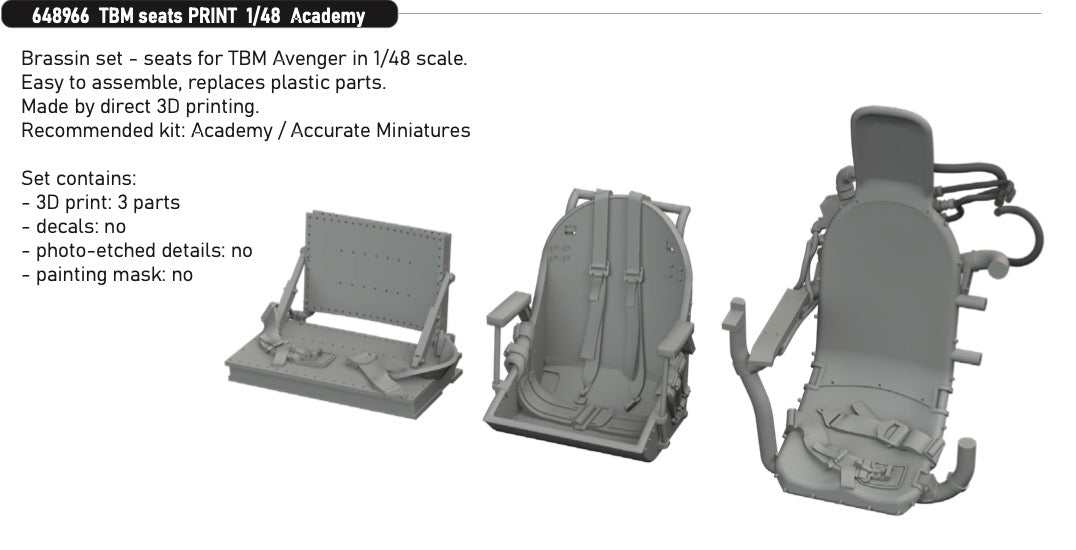 Eduard Brassin 648966 1:48 Grumman TBM-3 Avenger seats