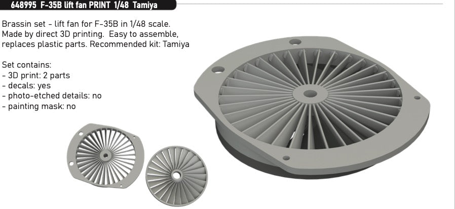 Eduard Brassin 648995 1:48 Lockheed-Martin F-35B Lightning II lift fan for Tamiya