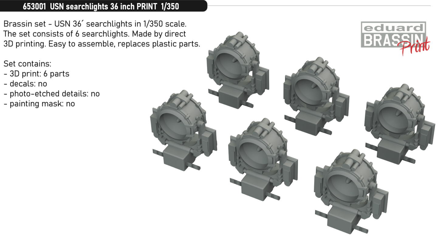 Eduard Brassin 653001 1:350 USN searchlights 36 inch 3D-printed