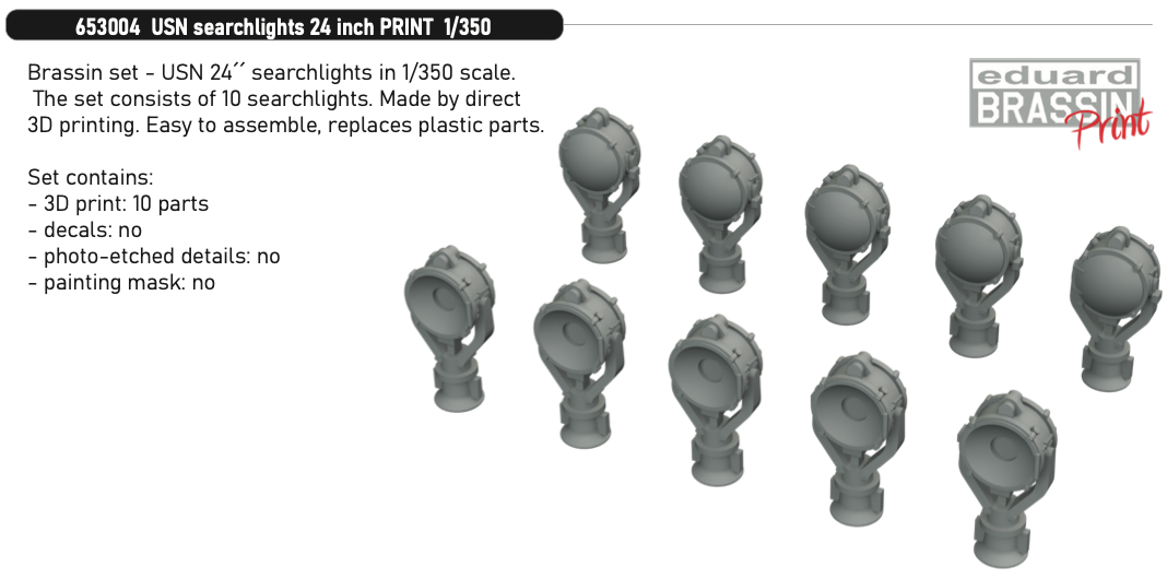 Eduard Brassin 653004 1:350 USN searchlights 24 inch 3D-printed