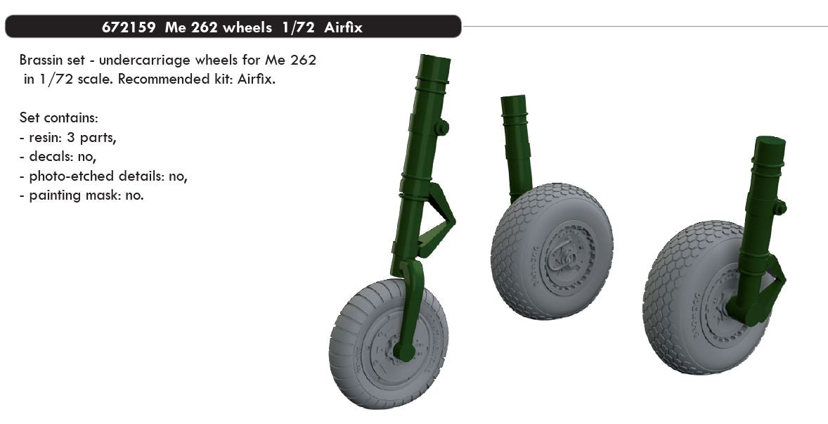 Eduard Brassin 672159 1:72 Messerschmitt Me-262A-1a Schwalbe wheels with weighted tyre