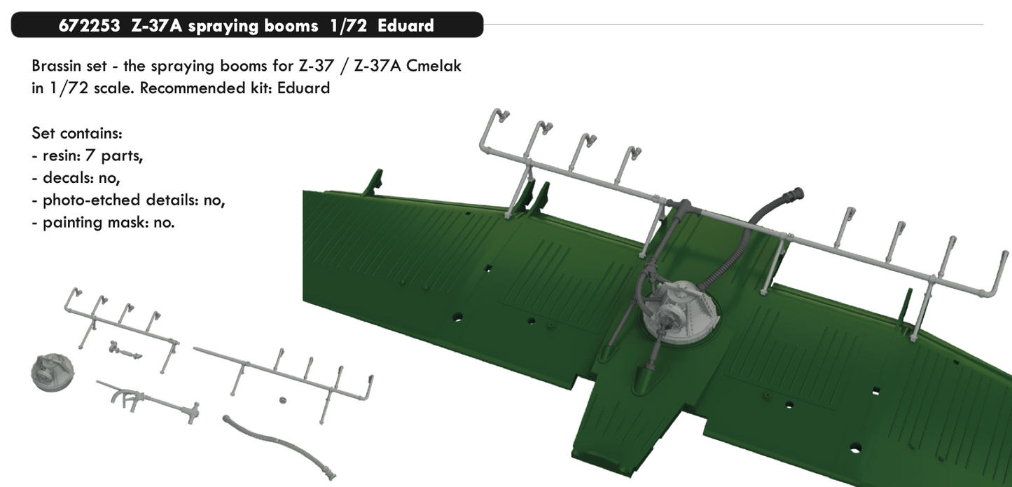 Eduard Brassin 672253 1:72 Let Z-37A spraying booms
