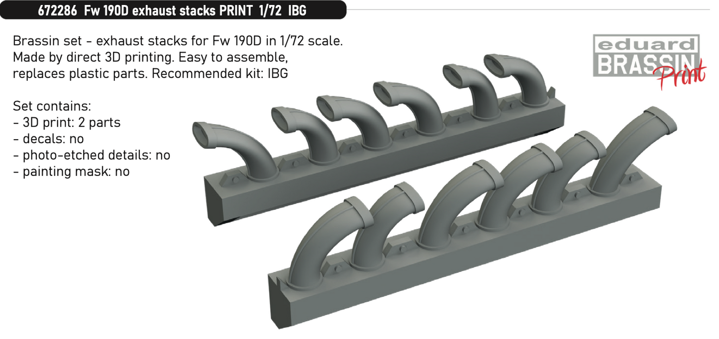Eduard Brassin 672286 1:72 Focke-Wulf Fw-190D exhaust stacks