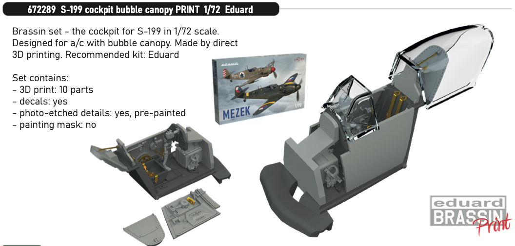 Eduard Brassin 672289 1:72 Avia S-199 cockpit bubble canopy