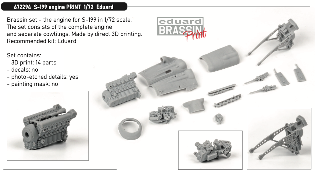 Eduard Brassin 672294 1:72 Avia S-199 engine 3D-printed