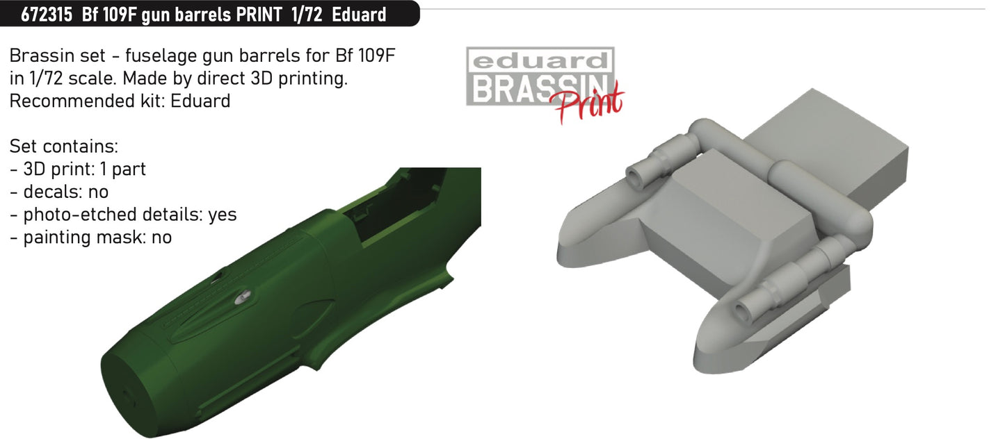 Eduard Brassin 672315 1:72 Messerschmitt Bf-109F gun barrels to be used with Eduard