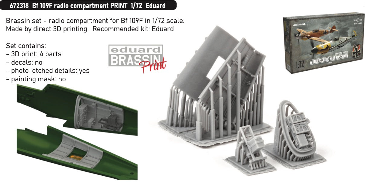 Eduard Brassin 672318 1:72 Messerschmitt Bf-109F radio compartment to be used with Eduard