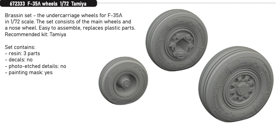 Eduard Brassin 672333 1:72 Lockheed-Martin F-35A Lightning II wheels (designed to be used with Tamiya kits)