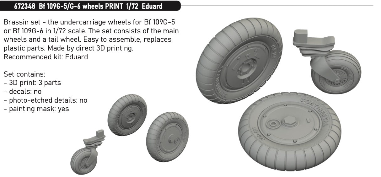 Eduard Brassin 672348 1:72 Messerschmitt Bf-109G-5/G-6 wheels