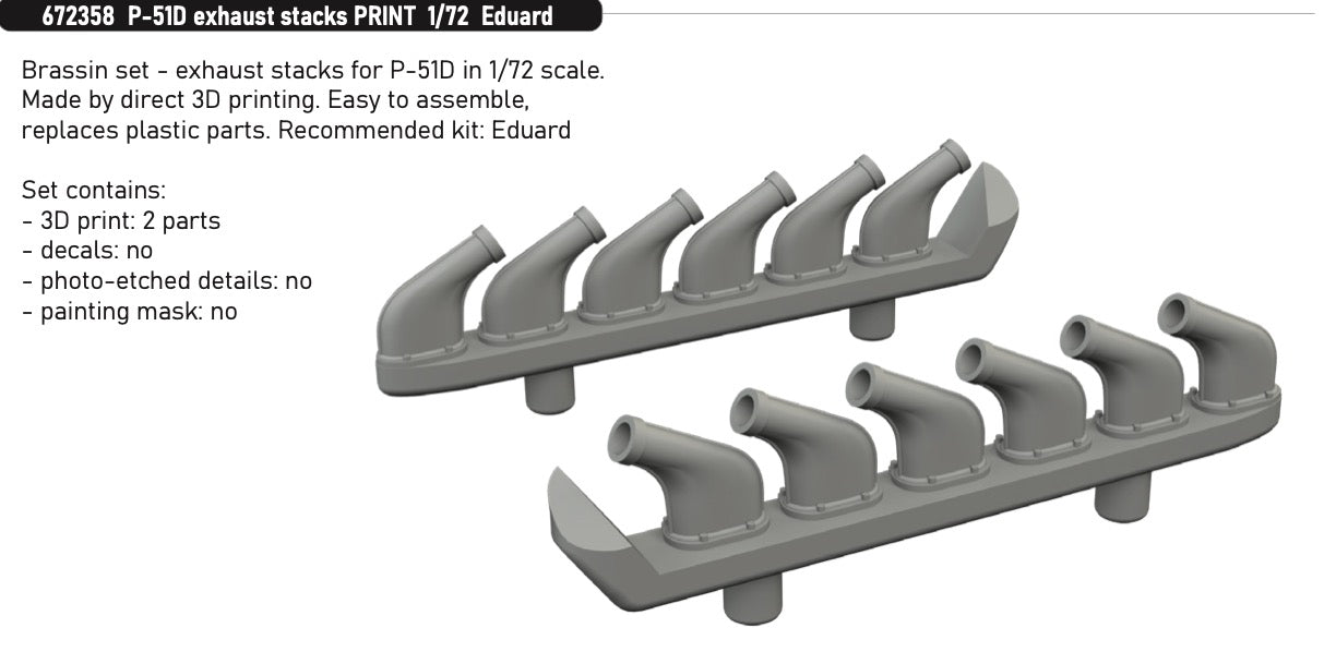 Eduard Brassin 672358 1:72 North-American P-51D Mustang exhaust stacks