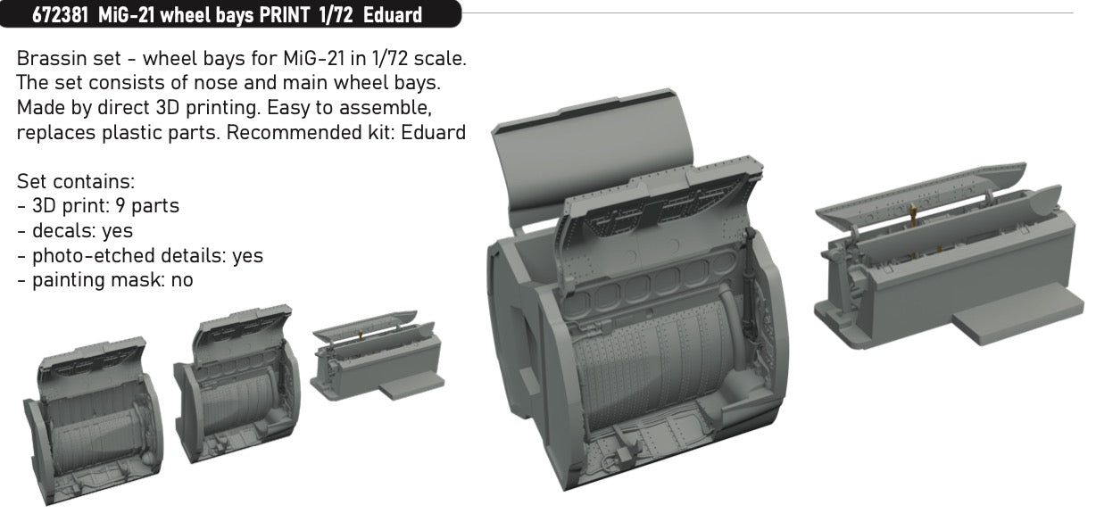 Eduard Brassin 672381 1:72 Mikoyan MiG-21 wheel bays